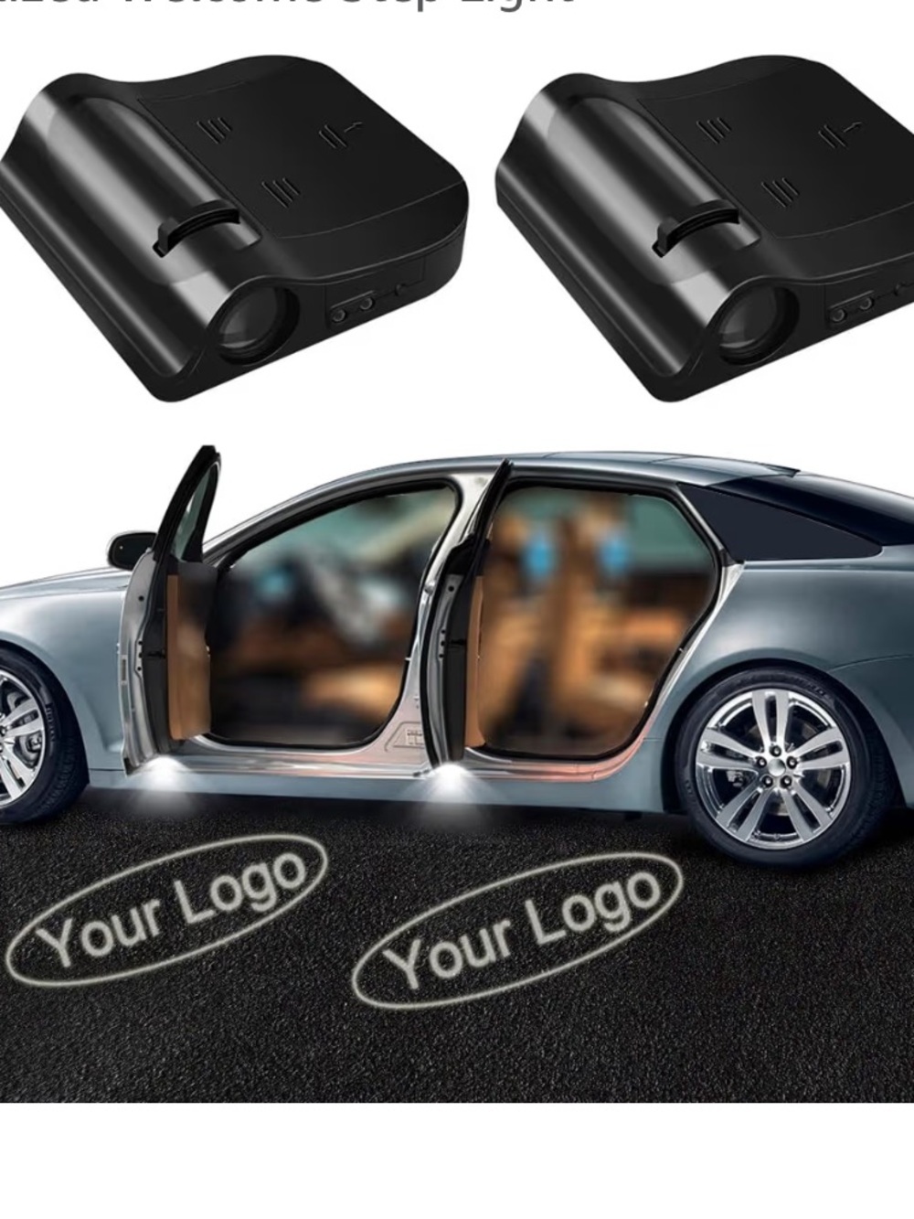New 2Pcs Custom Logo Wireless Projector Car Door
